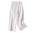 thumbnail image 1 of Timegard Womens Lounge Pants Wide Leg Cotton Linen Elastic Waisted Button Loose 3/4 Pants with Pockets, 1 of 4
