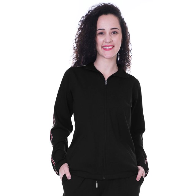 Moomaya Veste Zippée Unie pour Femmes, Haut de Jogging à Manches Longues avec Poches