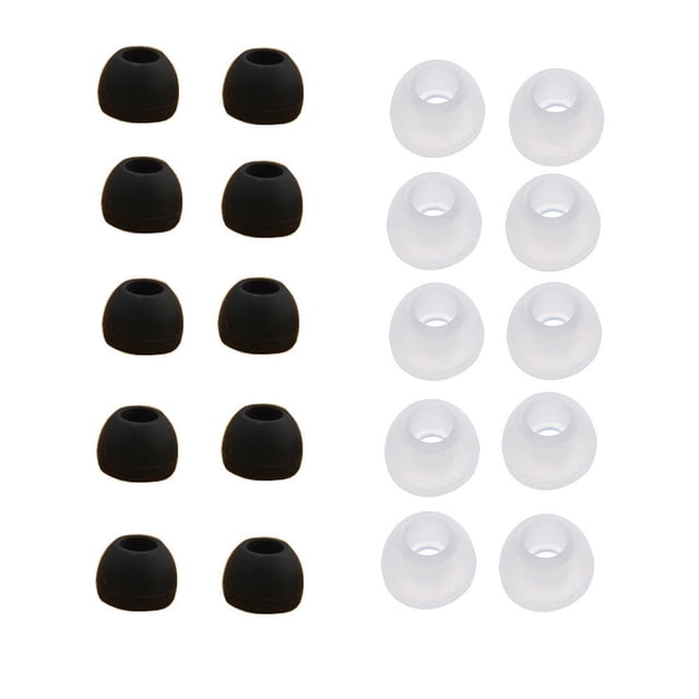 EGNMCR 10 Paires Embouts d'Oreillettes de Rechange Transparents de Taille Moyenne, Comprenant 5 Paires de Embouts d'Oreillettes en silicone Transparent Noirs et 5 Paires de Embouts d'Oreillettes en silicone Transparent. Conçus avec un Diamètre Intérieur de 4 mm et un Diamètre Extérieur de 12 mm, Ces Embouts d'Oreille Isolants du Son Réduisent le Bruit Ambiant et Sont Compatibles avec des Marques comme Audio-Technica, Skullcandy, Monster, et Plus. Réutilisables et Lavables, Idéals pour Dortoirs, VR et Bureaux à Domicile.
