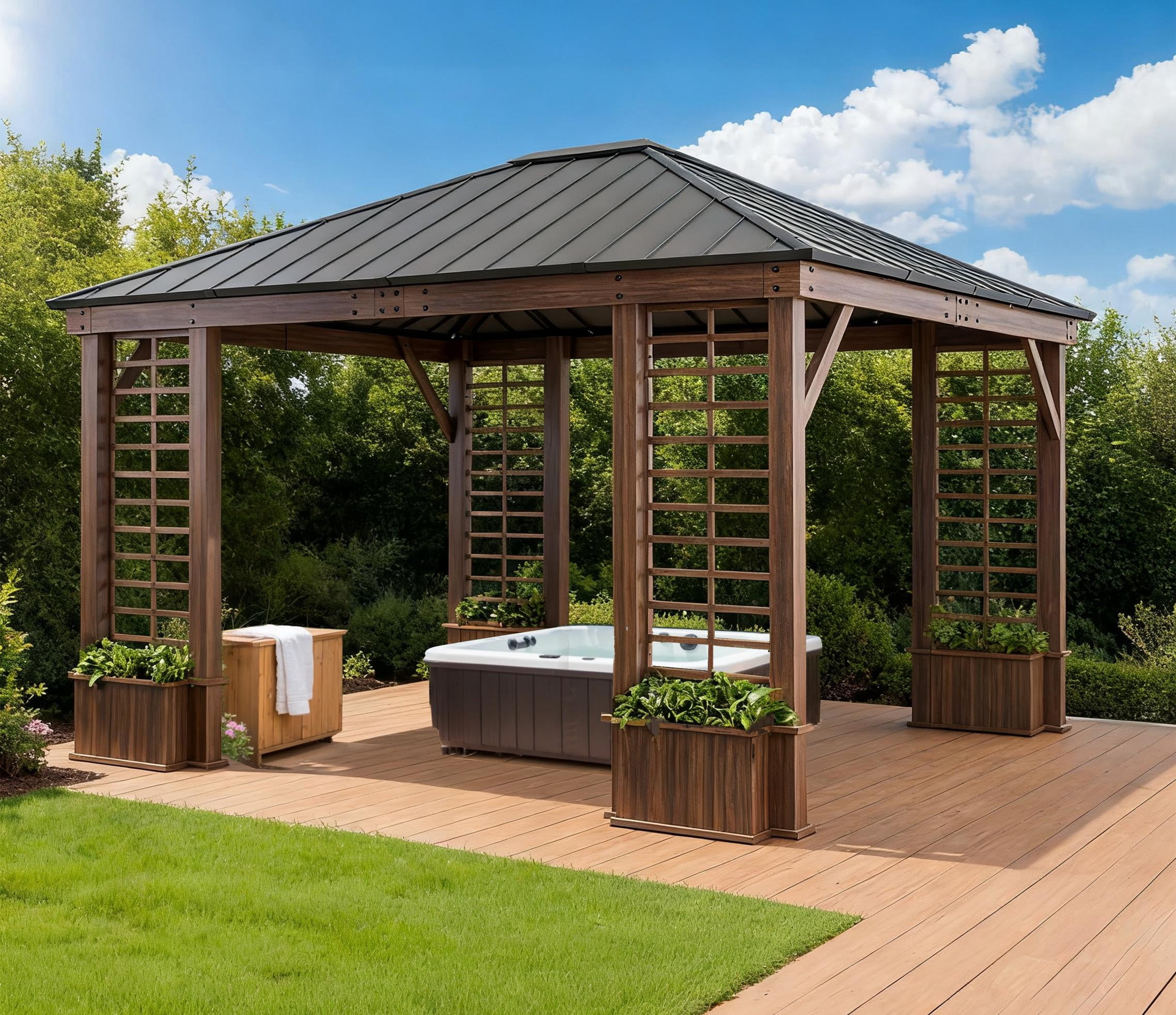 Sunjoy 13.3 ft. x 14.8 ft. Outdoor Metal Hardtop Gazebo