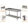 thumbnail image 3 of GloryStar 48 x 24 Inch Stainless Steel Work Table, Commercial Kitchen Prep Island with Backsplash and Adjustable Undershelf, 3 of 7
