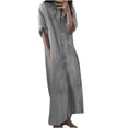 thumbnail image 2 of Robes d'Été Grande Taille pour Femmes 2024 Robe pour Col en V Décontractée Robes Soleil Poche Genou Manches Courtes avec Poches Économisez jusqu'à 65 % de Rabais!, 2 of 6