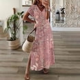 thumbnail image 1 of LOVZFMLL Womens Spring And Summer V-Neck Solid Casual Short Sleeved Long Dress Red 4XL, 1 of 3