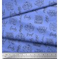 thumbnail image 3 of Soimoi Blue Rayon Fabric Merry Christmas Text Print Fabric by Yard 42 Inch Wide, 3 of 5