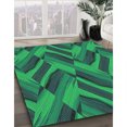 thumbnail image 3 of Ahgly Company Tapis d'Intérieur Lavable en Machine Carré Transitionnel Moyen Vert Sarcelle, 6 Pieds Carré, 3 of 7