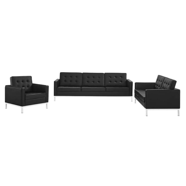 Modway Ensemble de 3 Pcs pour Loft, Capitonné et Rembourré en Similicuir
