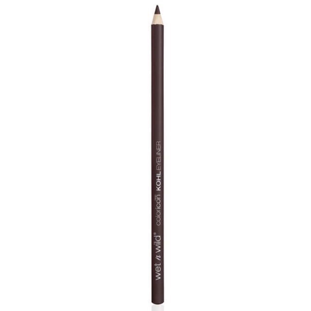 WNW Color Icon Kohl Liner Pencil in dark brown, a sharpened cream eyeliner pencil with rich pigment and 12-hour wear, shown front-facing on white background, often used for precise eye makeup application.