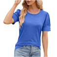 thumbnail image 4 of asjyhkr T-Shirts pour Femmes Col Rond Manches Courtes à Revers Hauts d'Été Mode 2025 Chic T-Shirts Basiques, 4 of 4