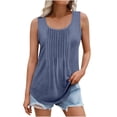 thumbnail image 1 of Chbgutlmr Camisole pour Femmes Grande Taille Col Rond Sans Manches Couleur Unie Plissée Chic Décontractée Tuniques, 1 of 6