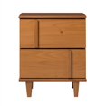 thumbnail image 3 of Table de Chevet Moderne en Bois Massif 2 Tiroirs 20 Pouces - Caramel, 3 of 5