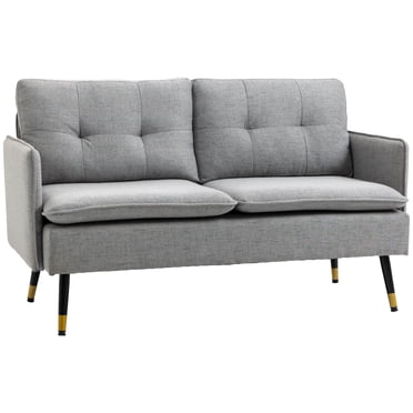 HOMCOM 55" Loveseat Sofa for Bedroom Love Seats for Small Space Grey