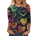 thumbnail image 1 of Vente Chaude!! T-Shirts de la Saint-Valentin pour Femmes Grande Taille à Manches 3/4 Chemise de Printemps Tunique à Col Rond Haut Tenues Douces de la Saint-Valentin Gris + L, 1 of 4