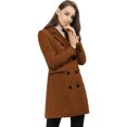 thumbnail image 4 of INSPIRE CHIC Women's Notched Lapel Collar Double Breasted Mid Length Overcoat, 4 of 6