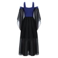 thumbnail image 4 of Yartina Girls Medieval Renaissance Princess Dresses Cold Shoulder Long Sleeve Gothic Victorian Dress Royal Blue 14, 4 of 6