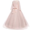 thumbnail image 4 of Robe Longue en Dentelle Florale Vintage pour Filles Manches 3/4 Robe de Soirée de Mariage Robe de Danse Formelle, 4 of 5
