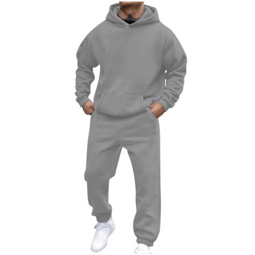 Fengqque Men's Tracksuit 2 Piece Hoodie Athletic Sweatsuits Casual Jogging Suit Sets Gray 12(XXL)