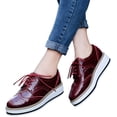 thumbnail image 2 of hopeusnice Liquidation Chaussures Richelieu à Plateforme pour Femmes à Lacets Brogue en Cuir Verni Chaussures Confortables Respirantes Espadrilles à Talon Compensé Rouge 37, 2 of 5