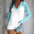 thumbnail image 2 of FAIWAD Women’s Color Block Tunic Top Long Sleeve Patchwork V Neck Plus Size Pullover Top, 2 of 4