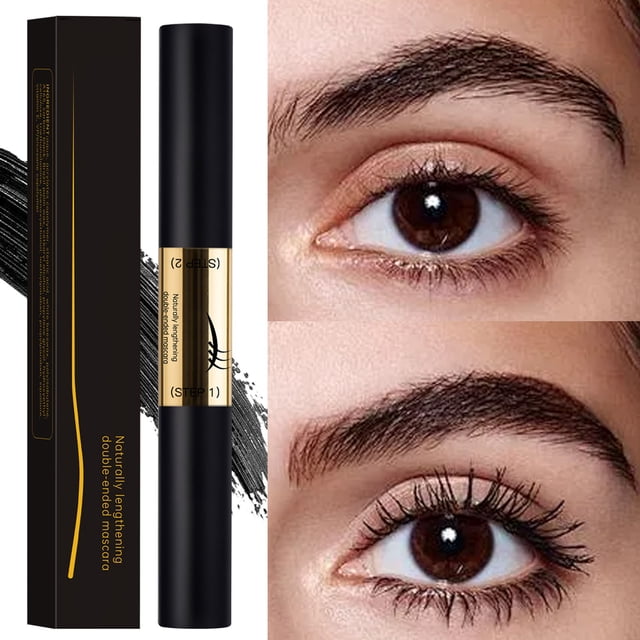 2 in 1 Makeup Double Extend Tubing Mascara, Lengthening 2 Step Mascara, Smudgeproof, Black 1 oz