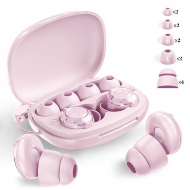 AuyeeSnc Tranquil Realm Series Adult Noise Protecting Soft, Smooth Silicone Earplugs for Loud Noise w/ Accessories, Pink, One Size, 1 Pair