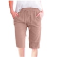 thumbnail image 1 of Timegard Womens Plus Size Shorts Elastic Waisted Drawstring Lightweight Casual Knee Length Shorts with Pockets, 1 of 5