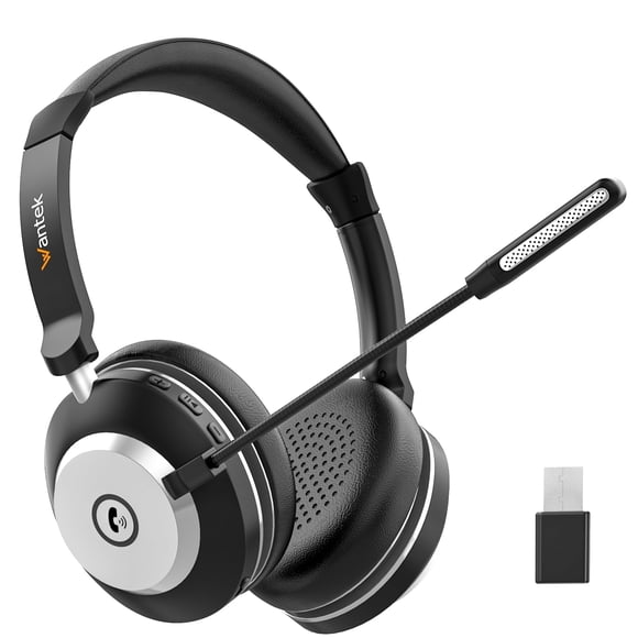 Wantek Trucker Bluetooth Headset with Upgraded Microphone AI Noise Cancelling, On-Ear Headphone for Driver Office Call Centre