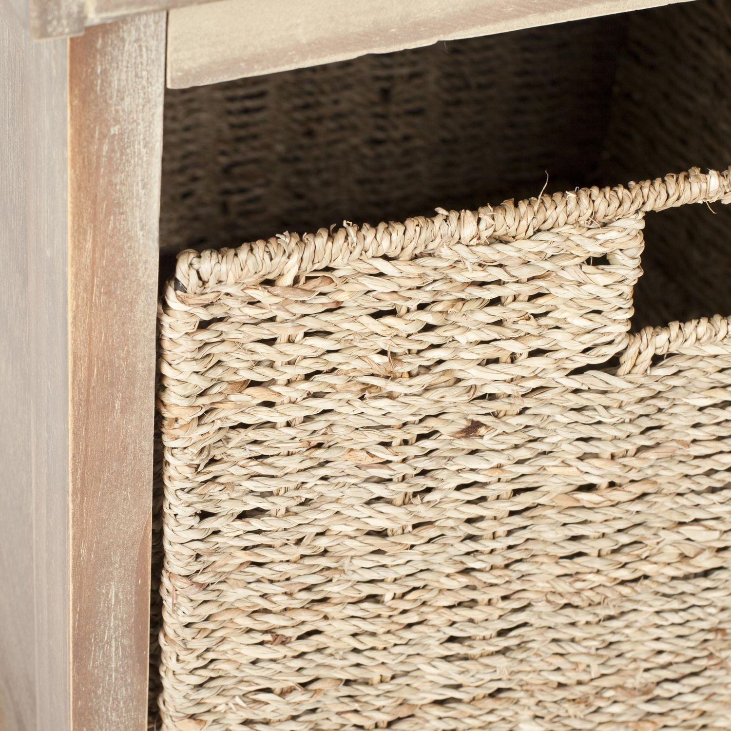 Safavieh Lonan 3 Wicker Basket Storage Bench with Cushion Top