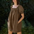 thumbnail image 4 of BEFOKA Robe pour Femme Grande Taille, Liquidation de Robes d'Été pour Femmes, Robe d'Été Mini pour Femme Robe de Plage Ligne A Décontractée Ample Robe Soleil avec Poches Plissée à Manches Courtes Col Évasé, 4 of 4