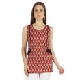 thumbnail image 1 of Moomaya Tunique Sans Manches en Coton Imprimé à Col en V Haut Long d'Été Blouse Décontractée pour Femmes, 1 of 6