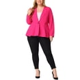 thumbnail image 2 of Agnes Orinda Women's Plus Size Blazer Button Notch Panel Ruffle Peplum Blazers 5X Hot Pink, 2 of 6