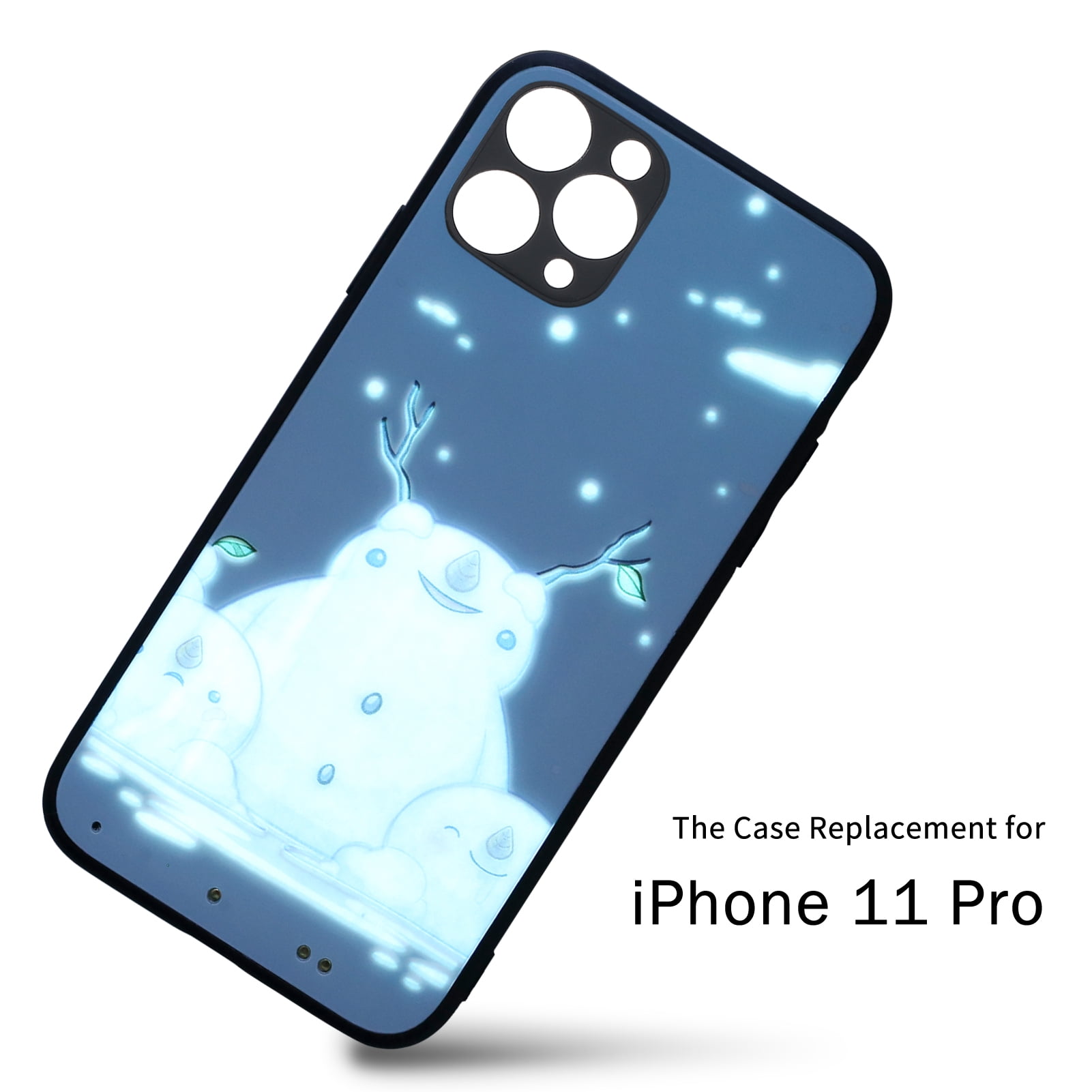 Amdohai Illumination Phone Case Bulit in 500mAh Ultra-thin Rechargeable Battery Touch/Loud Sound Control Light Up Cellphone Cover Replacement for i-Phone 11 Pro