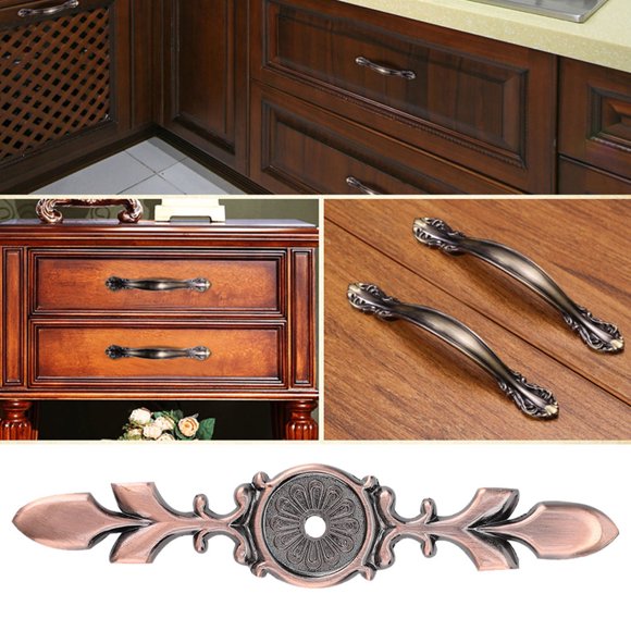 Zerone 10pcs Zinc Alloy Cabinet Handle Back Plate Retro Style Single Hole Door Handle Backplate