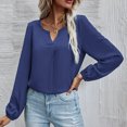 thumbnail image 2 of XZNGL Womens Long Sleeve Tops and Blouses Womens Satin Socket V-Neck Solid-Color Commute Long Sleeve Blouses Shirt Tops Womens Tops and Blouses Womens Blouses Long Sleeve, 2 of 8
