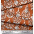 thumbnail image 2 of Soimoi Modal Satin Fabric Leaves & Floral Block Print Fabric by The Yard 42 Inch Wide, 2 of 3