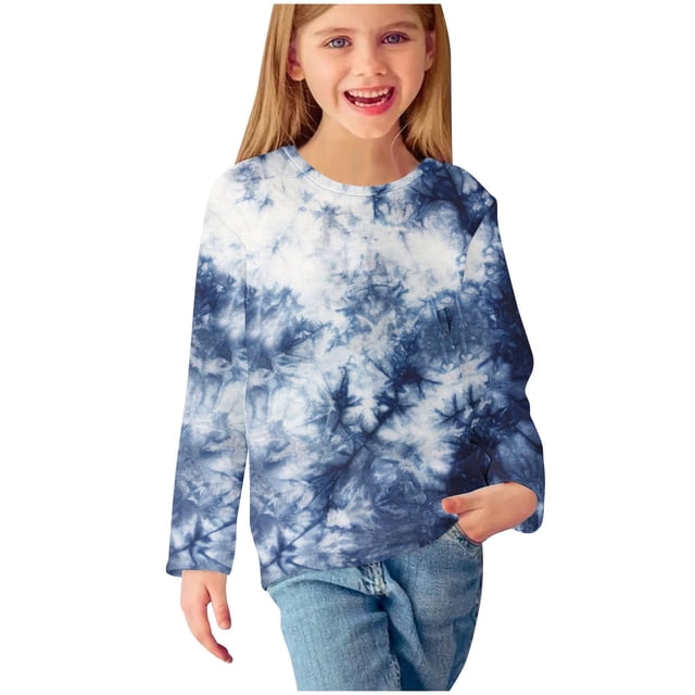 WRKEKC Chemises à Manches Longues pour Filles, T-Shirts à Manches Longues pour Filles, Chemises à Manches Longues à Imprimés pour Filles Jolis Chandails Ras du Cou Blouses Habillées Décontractées Vêtements