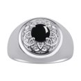 thumbnail image 1 of RYLOS Men's Rings Sterling Silver Designer Gypsy 7MM Round Gemstone &   Diamond Ring Cabochon Onyx October  Size 12, 1 of 5