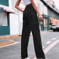 thumbnail image 4 of Meichang Women's Cargo Pants with 6 Pockets, High Waisted, Elastic Waist, Solid,, 4 of 7