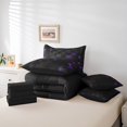 thumbnail image 5 of YST 7 Piece Geometry Bed in a Bag, Black Abstract Plaid Cushion Covers, Purple Square Pattern Bedding Set, King, 5 of 5