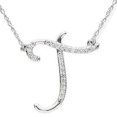 thumbnail image 1 of Pendentif Initial "T" Diamant Collier 18 Pouces Or Blanc 14K, 1 of 2