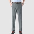 thumbnail image 2 of Ediodpoh Pantalon Habillé à Plis devant Coupe Classique pour Hommes Mynx avec Ceinture Extensible Dissimulée Pantalon Décontracté pour Hommes Gris P, 2 of 5