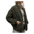 thumbnail image 2 of Kmbangi Women Stand Collar Long Sleeve Solid Color Full Zip Quilted Jackets, 2 of 4