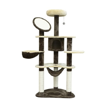 PawHut Multi-Level Plush Cat Tree for Large Cats Adult, 60" H, Brown