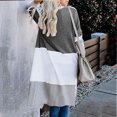 thumbnail image 4 of Boho Cardigan Ladies Paneled Contrast Striped Pocket Cardigan Long Jacket on Clearance, 4 of 7