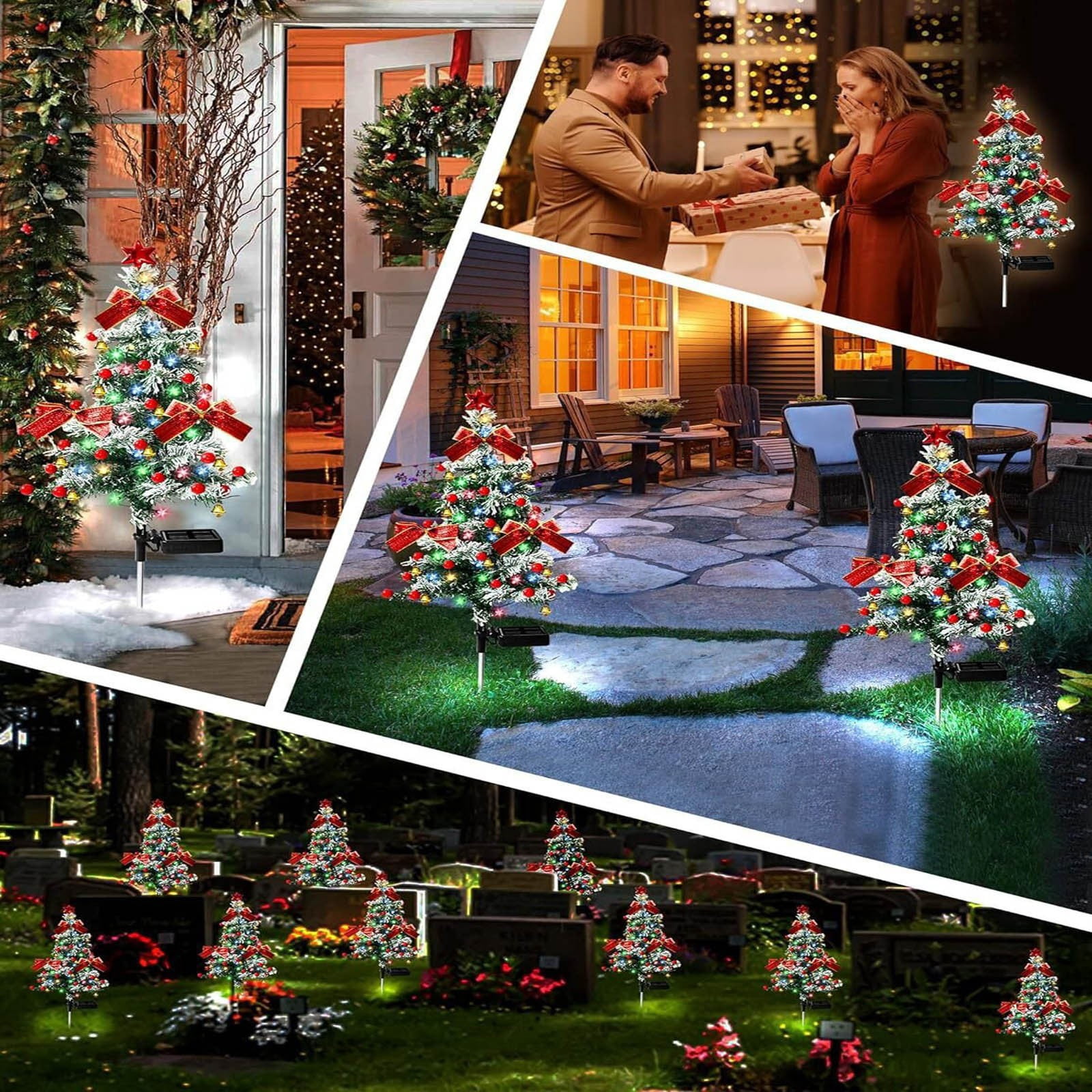 Suncoda Solar Lights, Solar Christmas Tree Lights Christmas Day Decoration Lights Water Proof Outdoor Patio Garden Plug in Lights