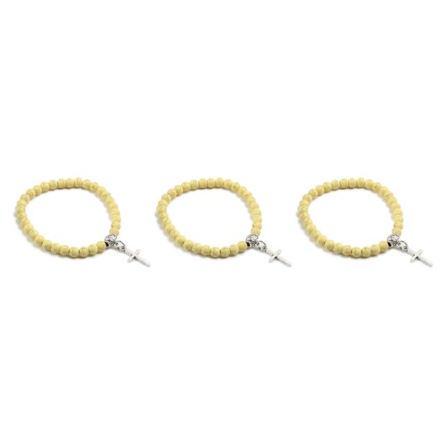 Youkk Lightweight Cross Pendant Bracelets For Effortless Style Unisex Beaded Bracelets yellow 3Set