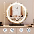 thumbnail image 3 of Bingirl 19-inch Vanity Mirror with LED Lights: Large Round Makeup Mirror with Touch Control and 3 Color Lighting Modes, Easy to Install, Black, for Bedroom Tabletop or Living Room, 3 of 7