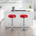 thumbnail image 4 of Costway 1 PC Round Bar Stool Adjustable Swivel Pub Chair U Leather with Footrest Red, 4 of 10