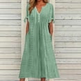 thumbnail image 2 of HXWCHs Robe d'Été Élégante à Col en V en Dentelle Découpée Robe Maxi pour Femmes Boho Été Décontractée Plage Longue avec Détails à Volants Vert P, 2 of 5