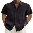thumbnail image 1 of Men‘s Linen Casual Short Sleeve Shirts Button Down Summer Beach Shirt，M Light Blue, 1 of 5