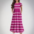 thumbnail image 3 of yoeyez Robes d'Été pour Filles Taille 6-12 Robe Maxi à Volants à Étages à Manches Volantées pour Fille Préadolescente Col Rond Mode Robe à Pois avec Poches Robe Mi-Longue Rose Vif,12 Ans, 3 of 6